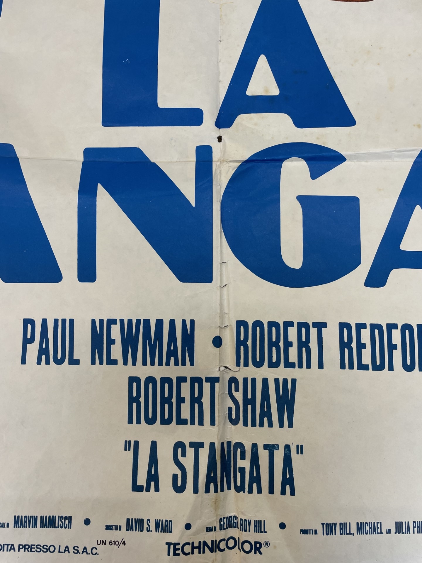 Artwork by Robert Redford, A large Spanish language film poster for The Sting / La Stangata, Made of poster