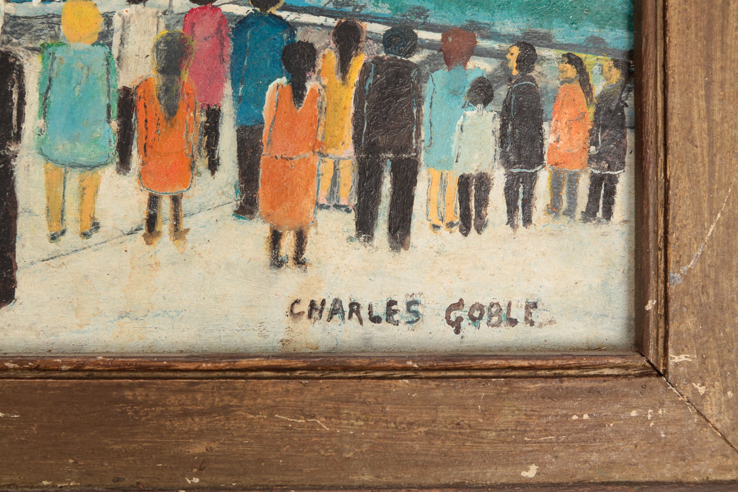 Artwork by Charles Goble, The Last Steam Engin (sic.) Through Huntington (W. Va.) May 5.1969., Made of OIL ON BOARD