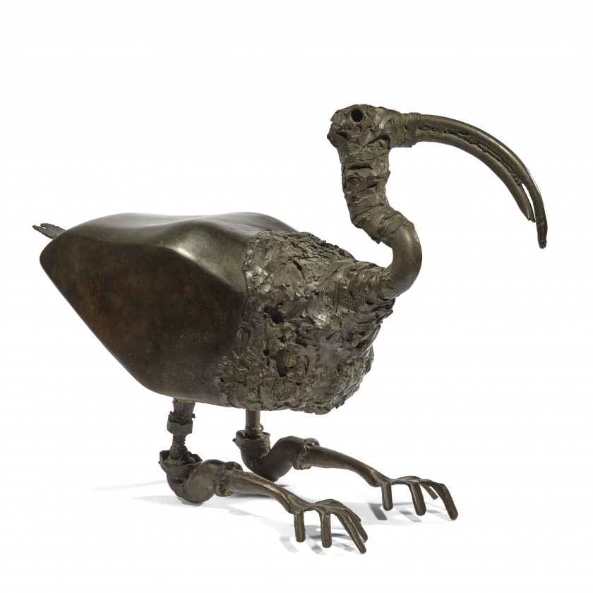 Artwork by Rachid Khimoune, Ibis, Made of Bronze with brown patina