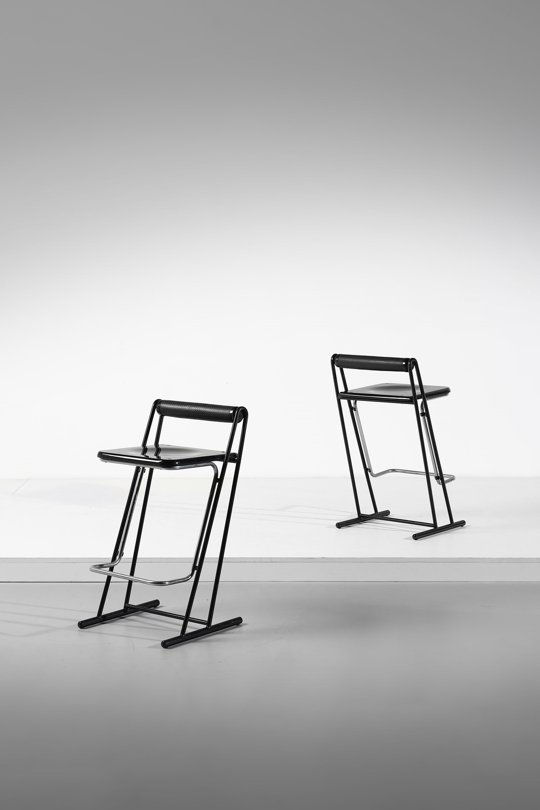 Artwork by Giorgio Rinaldi, Pair of stools for Thema, Made of Chromed metal and plastic