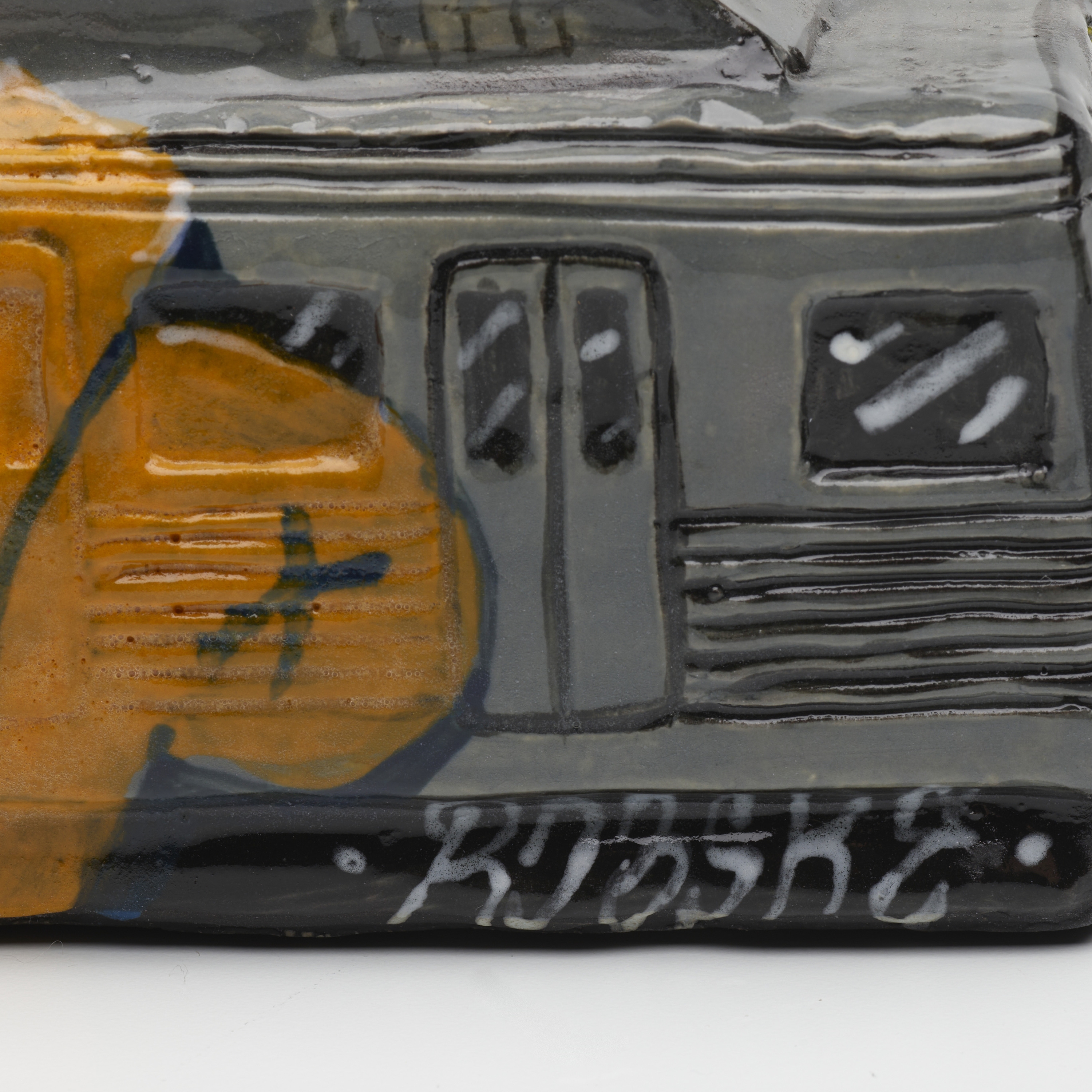 Artwork by Roberto Lugo, Butter dish, Made of glazed ceramic