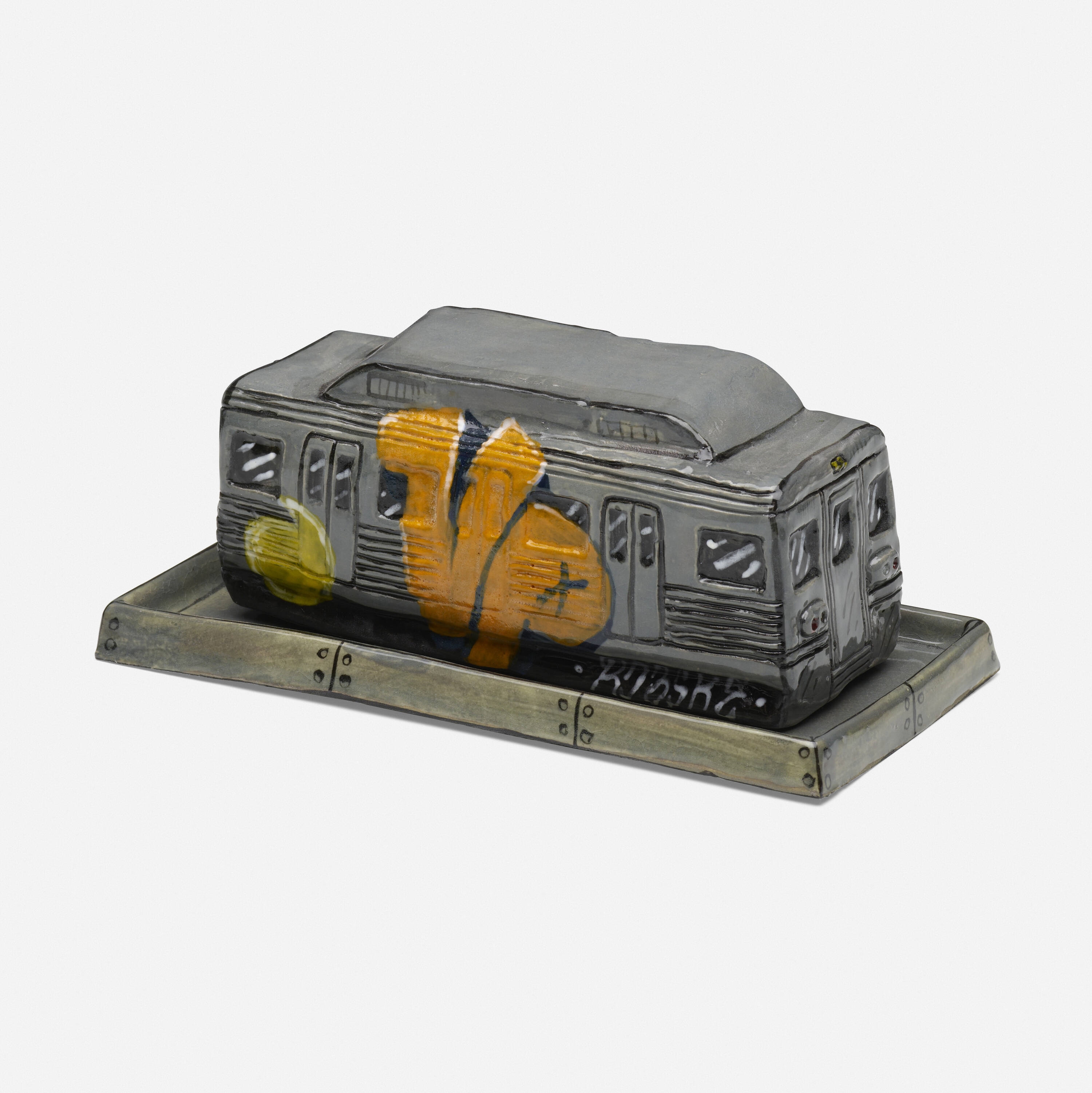 Artwork by Roberto Lugo, Butter dish, Made of glazed ceramic