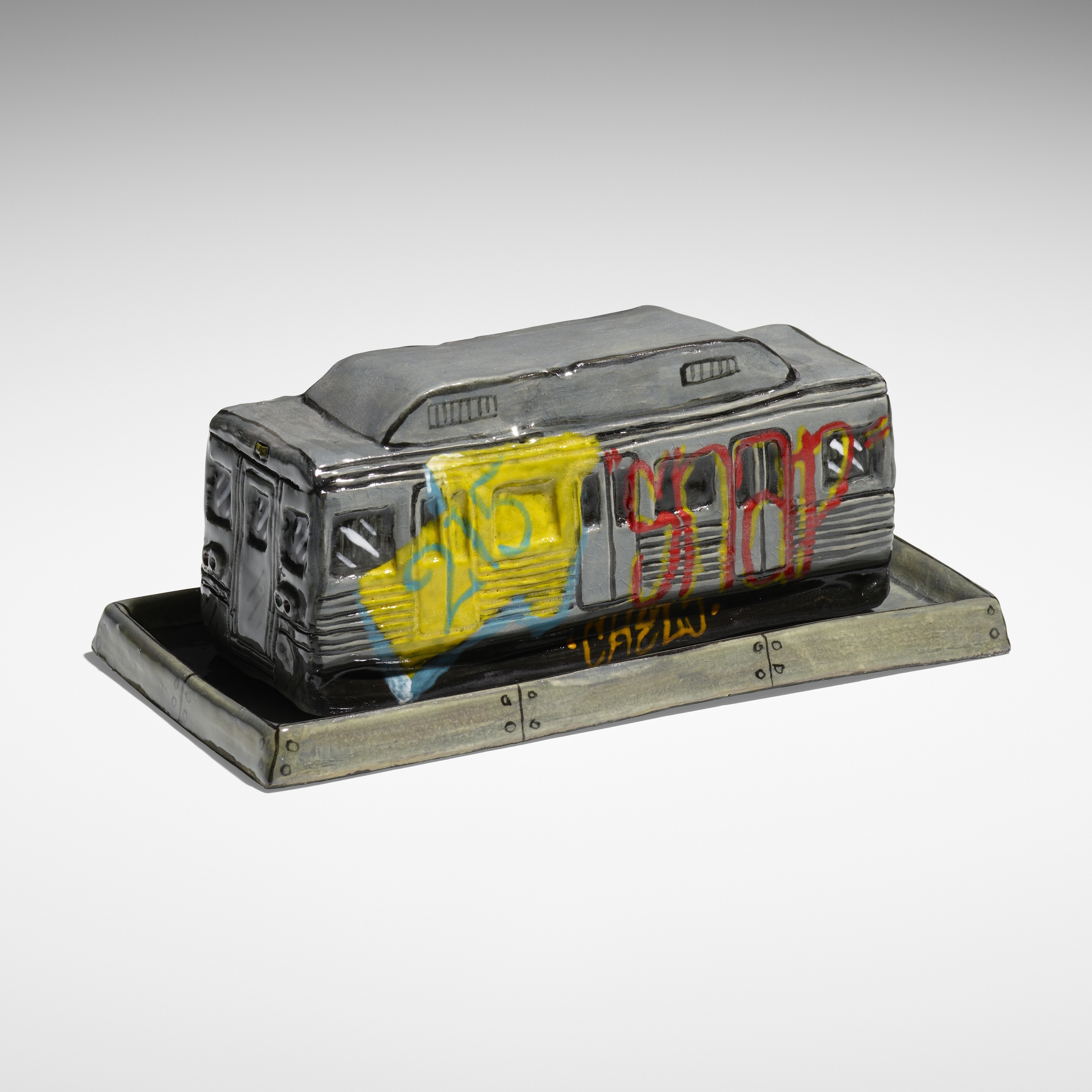 Artwork by Roberto Lugo, Butter dish, Made of glazed ceramic