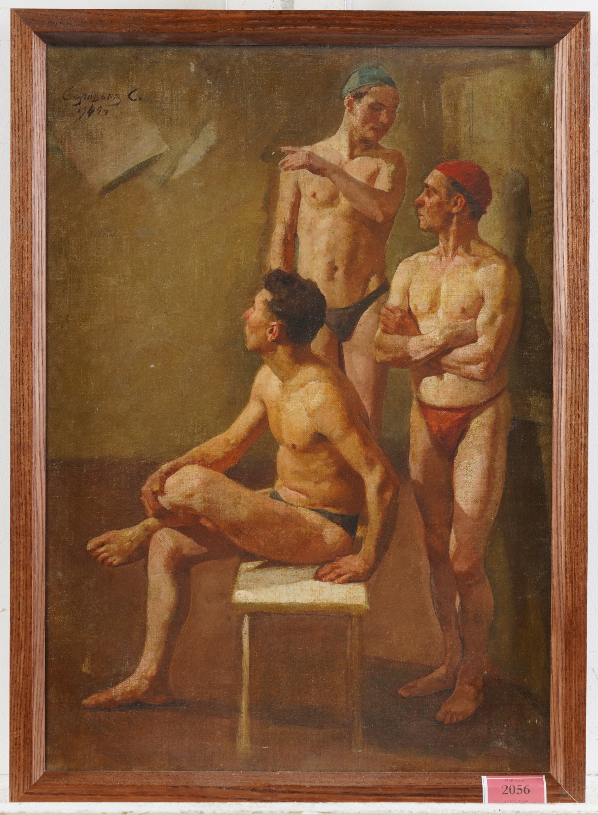 Artwork by C. Casabeer, Male swimmers, Made of oil on canvas