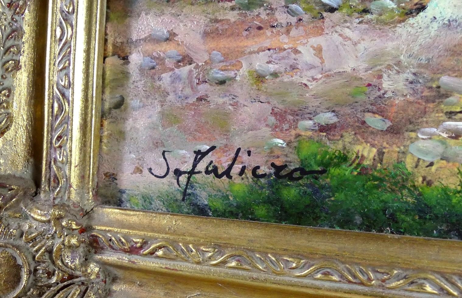 Artwork by Salvatore Faliero, A rural scene in Milan, Made of oil on panel