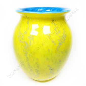 Peter Raos mottled yellow art glass vase - Peter Raos