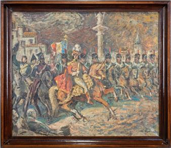 Książę Józef i Joachim Murat na Placu Zamkowym w Warszawie - Mieczyslaw Watorski