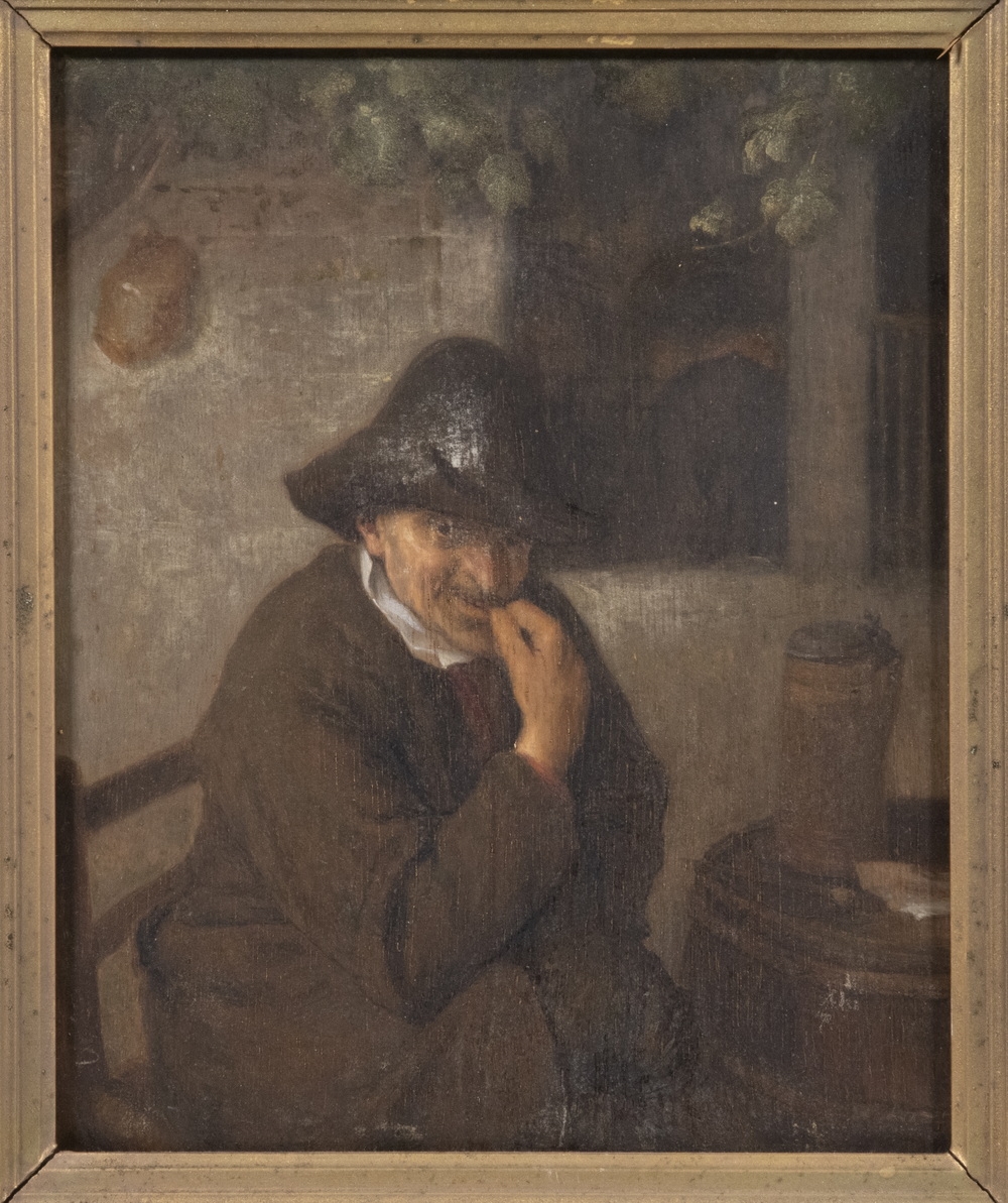 Artwork by Adriaen van Ostade, The Scheming Drunkard, Made of oil on panel