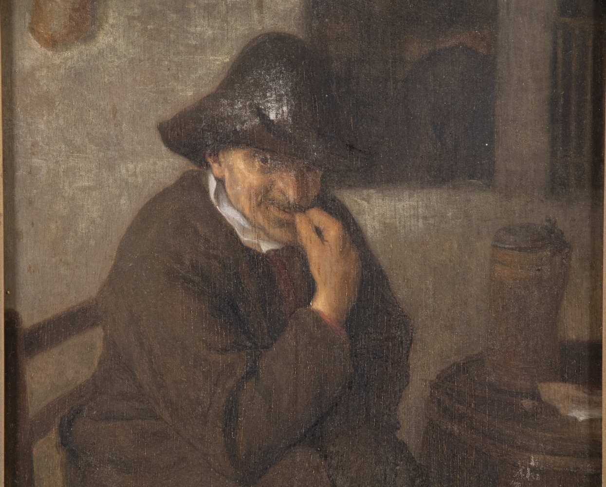 Artwork by Adriaen van Ostade, The Scheming Drunkard, Made of oil on panel