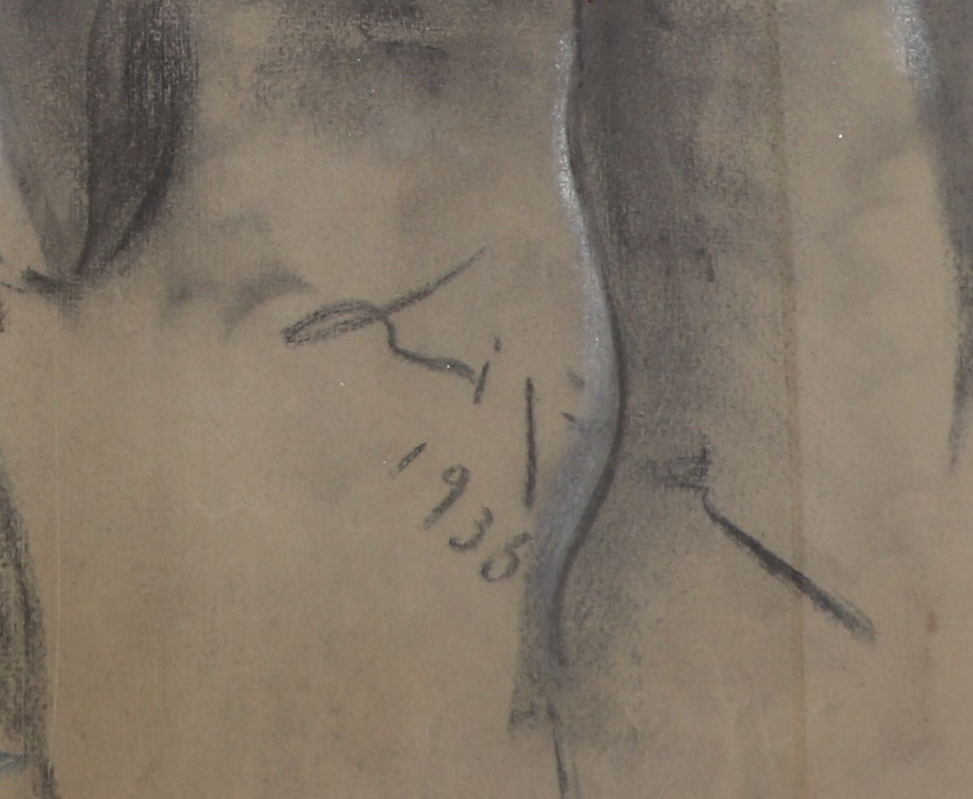 Artwork by Lipa Drojevic, Portrait d’homme, Made of charcoal and pastel drawing