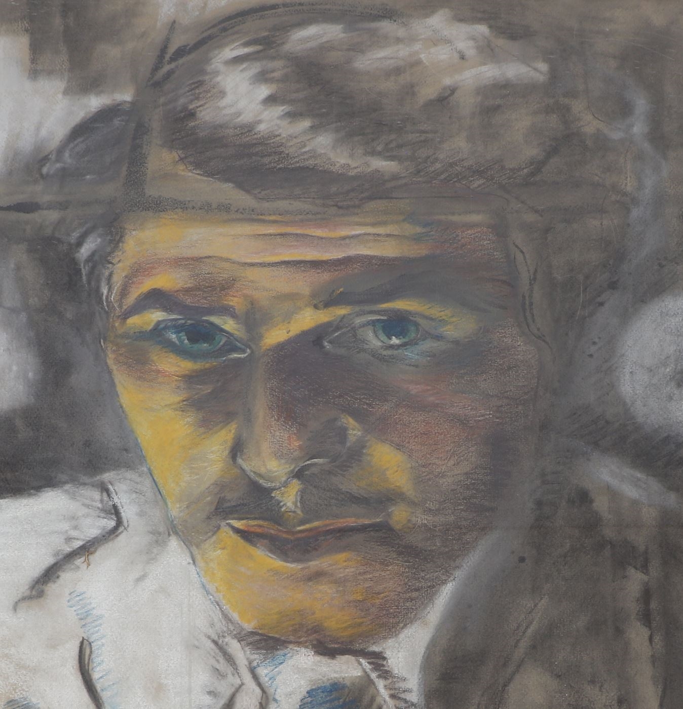 Artwork by Lipa Drojevic, Portrait d’homme, Made of charcoal and pastel drawing