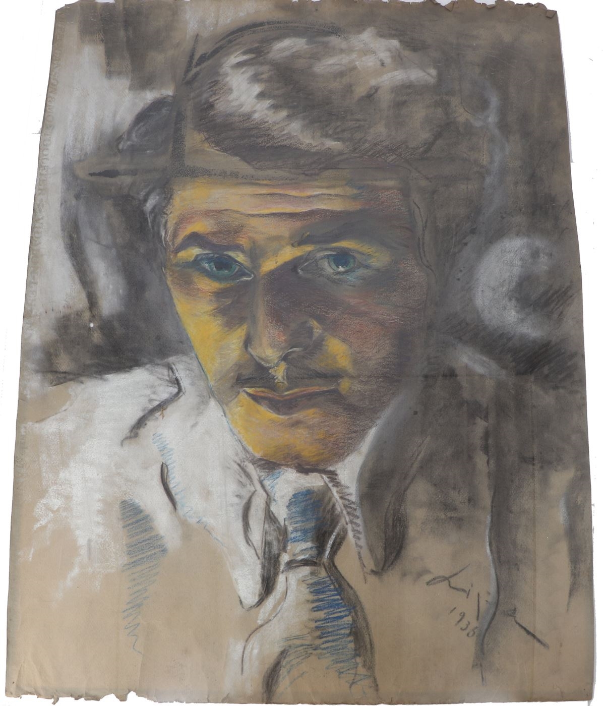 Artwork by Lipa Drojevic, Portrait d’homme, Made of charcoal and pastel drawing