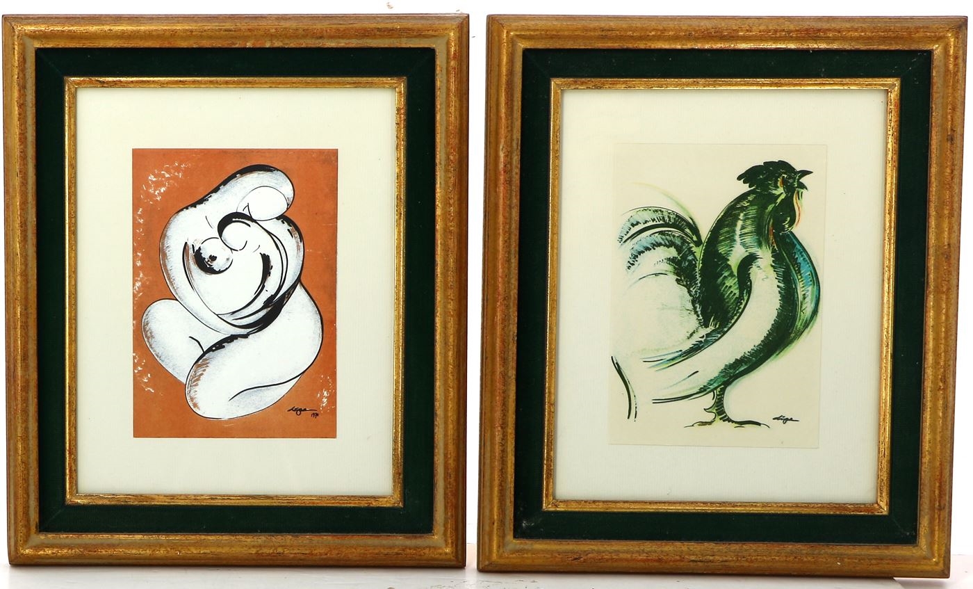 Artwork by Lipa Drojevic, Rooster” and “Maternity, Made of lithographs