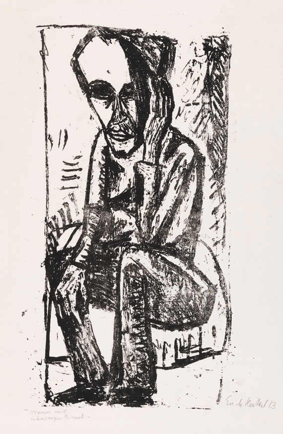 Mann mit schwarzer Binde by Erich Heckel, 1913