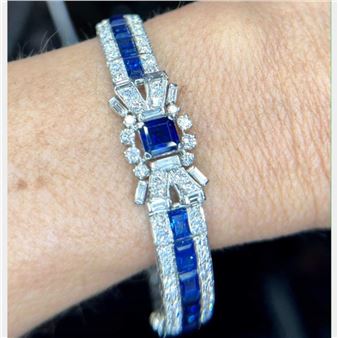 Vintage Platinum Sapphire and Diamond Bracelet - Oscar Heyman