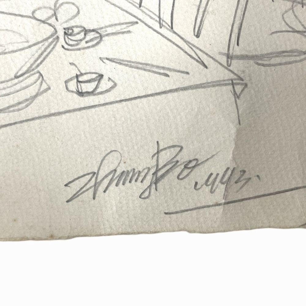 Artwork by Zheng Bo, A restaurant scene, Made of Drawing, Pencil on paper