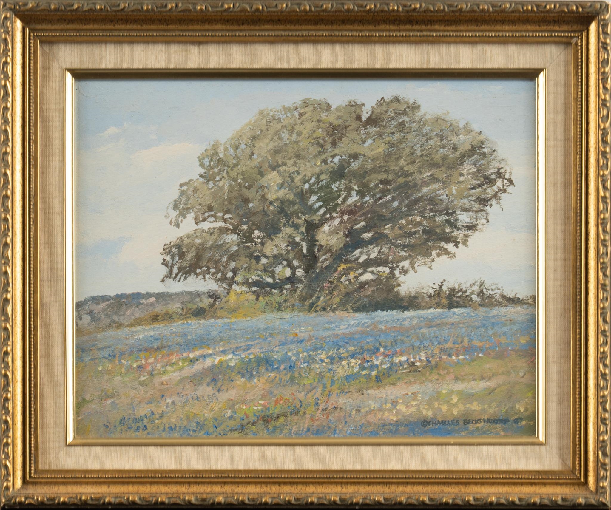Charles Beckendorf | Bluebonnets and Oak Tree (1987) | MutualArt