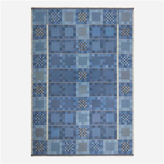 Ingrid Dessau | Blå rutor flatweave carpet (1961) | MutualArt