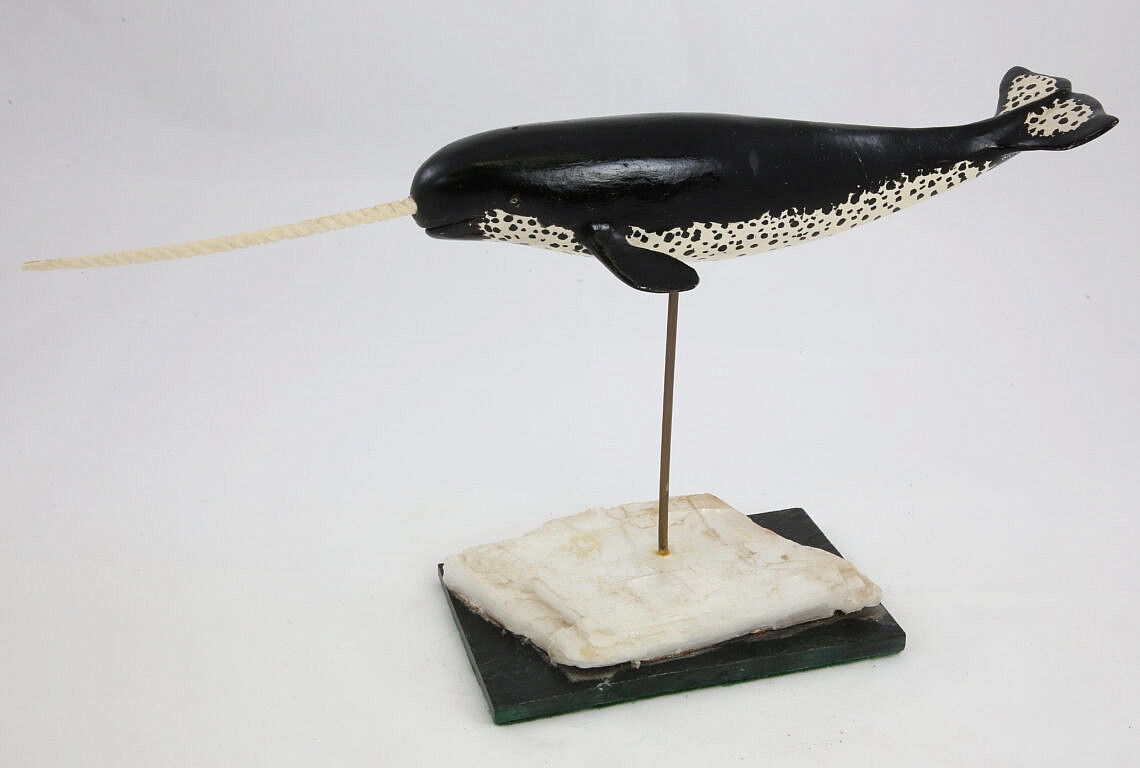 Artwork by Irving Briggs, Narwhal, Made of Carved and Painted Wood