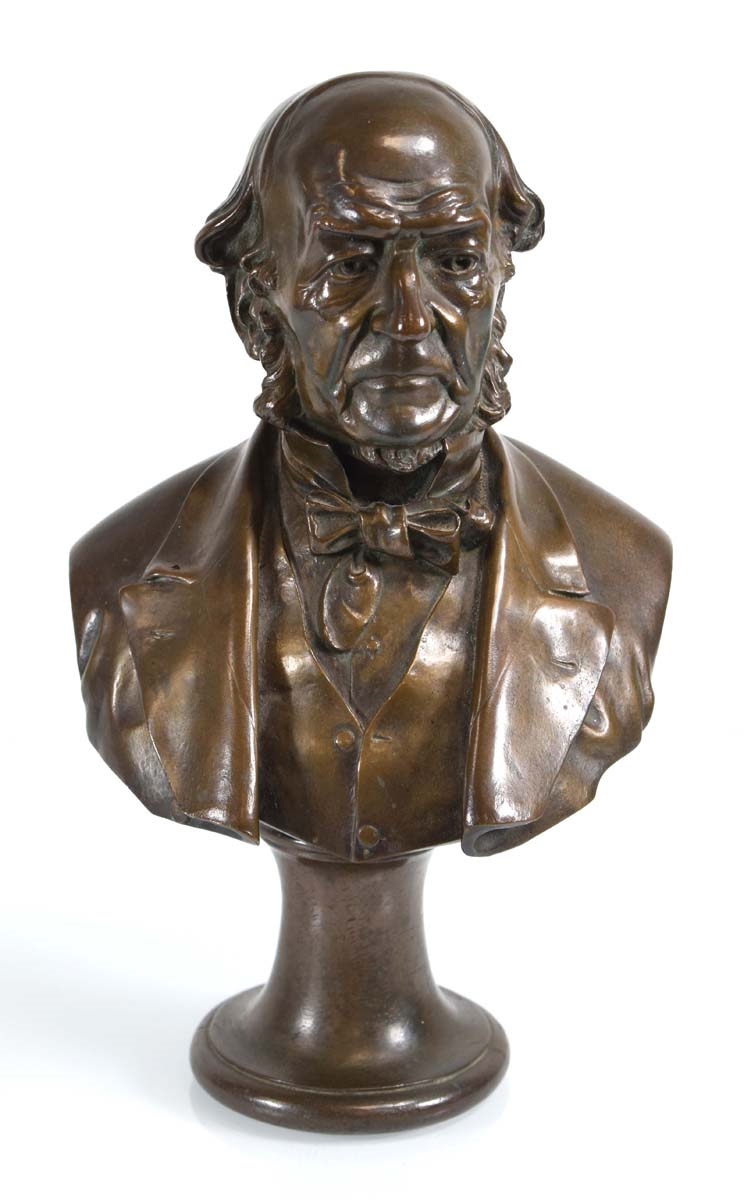 Albert Toft a bronze bust modelled as William Gladstone on a bronze