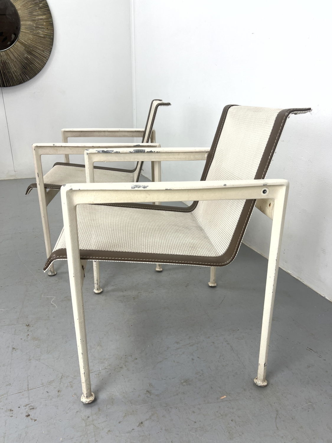 Richard Schultz Pr RICHARD SCHULTZ Outdoor Lounge Chairs. bed Mesh Seats on Cream T MutualArt