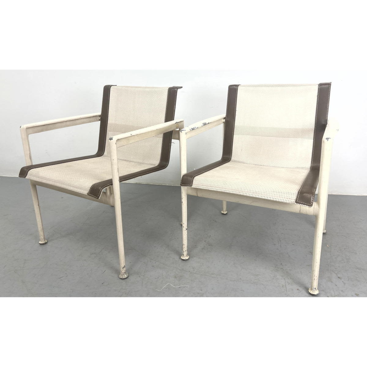 Richard Schultz Pr RICHARD SCHULTZ Outdoor Lounge Chairs. bed Mesh Seats on Cream T MutualArt