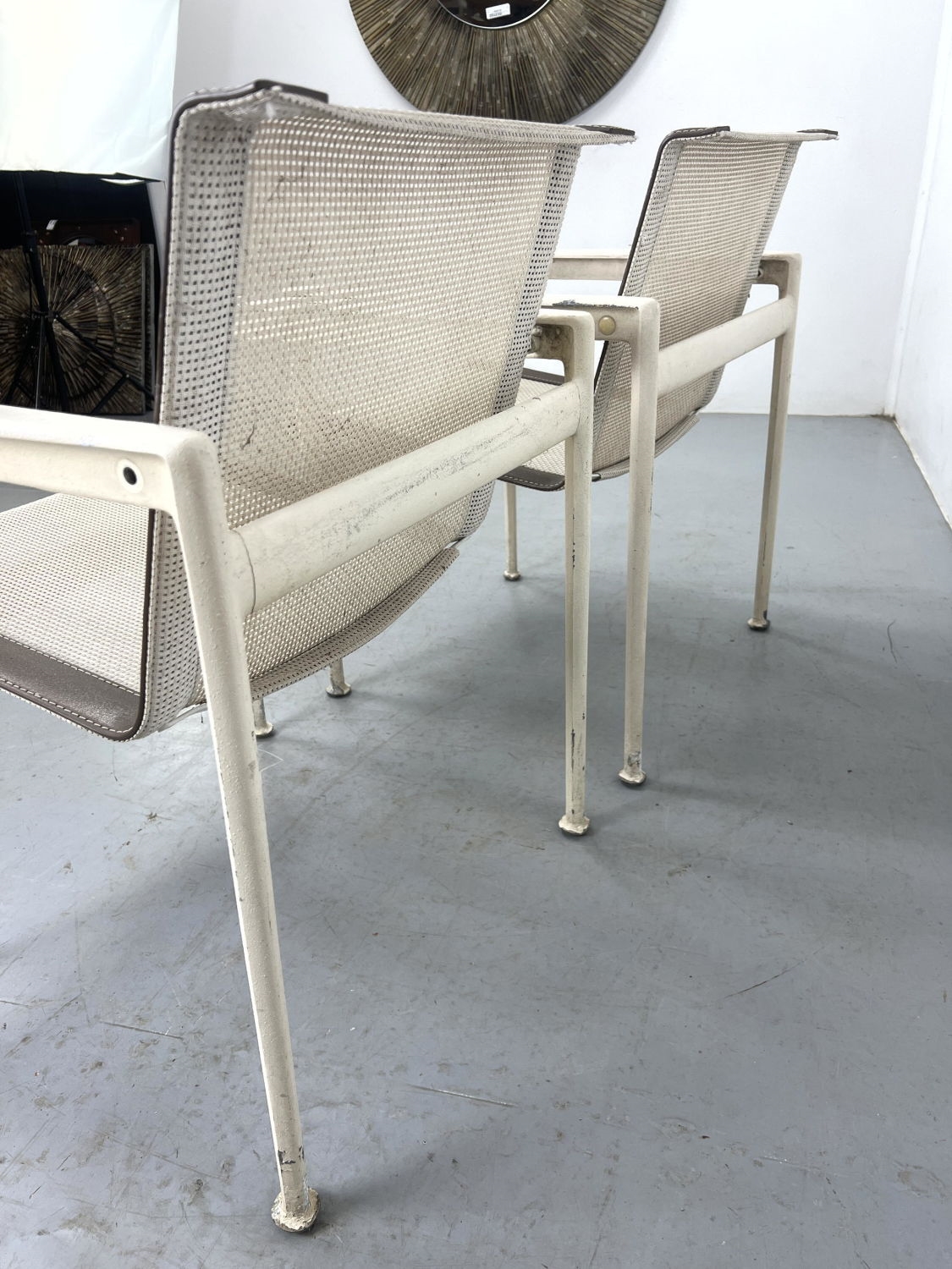 Richard Schultz Pr RICHARD SCHULTZ Outdoor Lounge Chairs. bed Mesh Seats on Cream T MutualArt