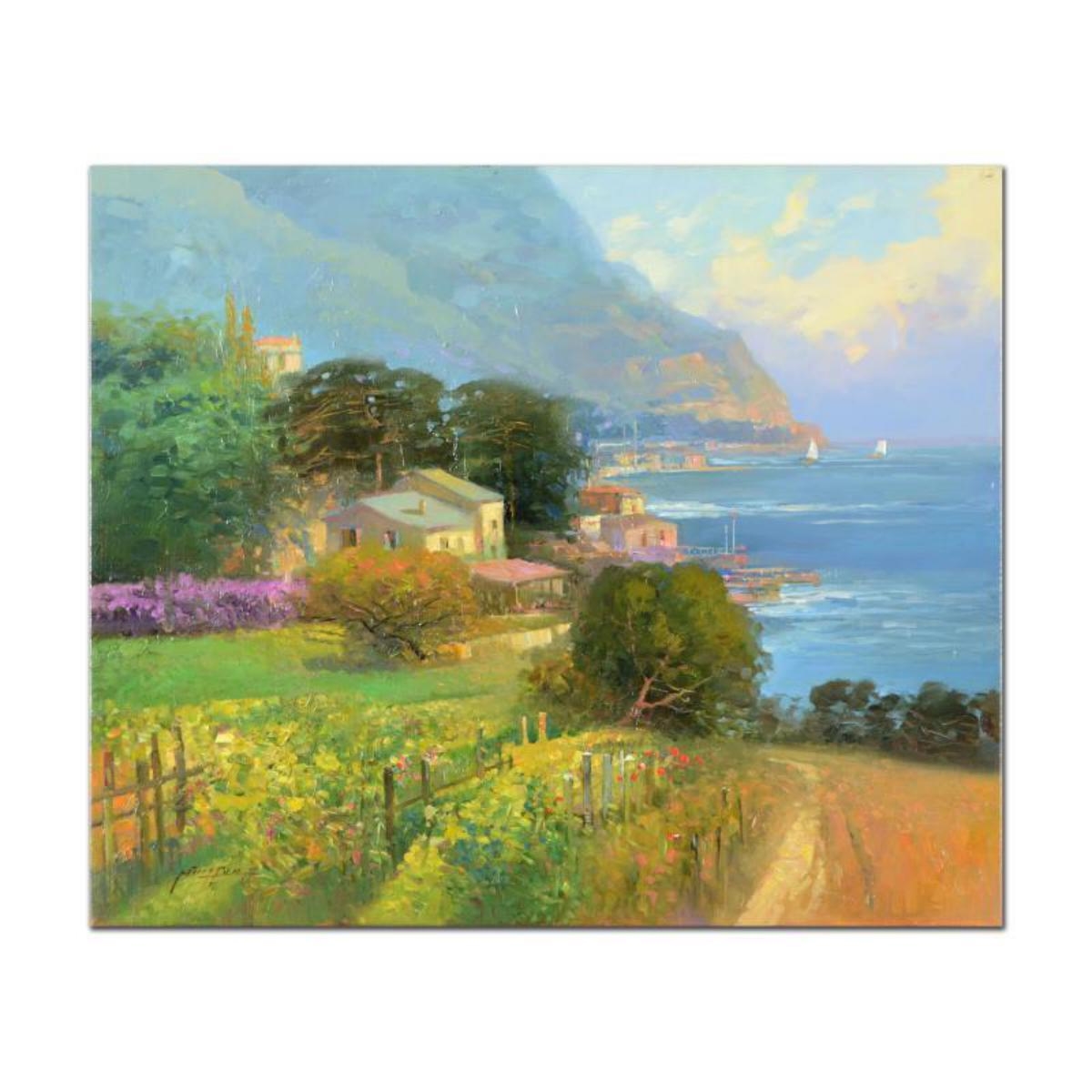 Artwork by Ming Feng, "Dolphin Bay", Made of Original Oil Painting on Canvas