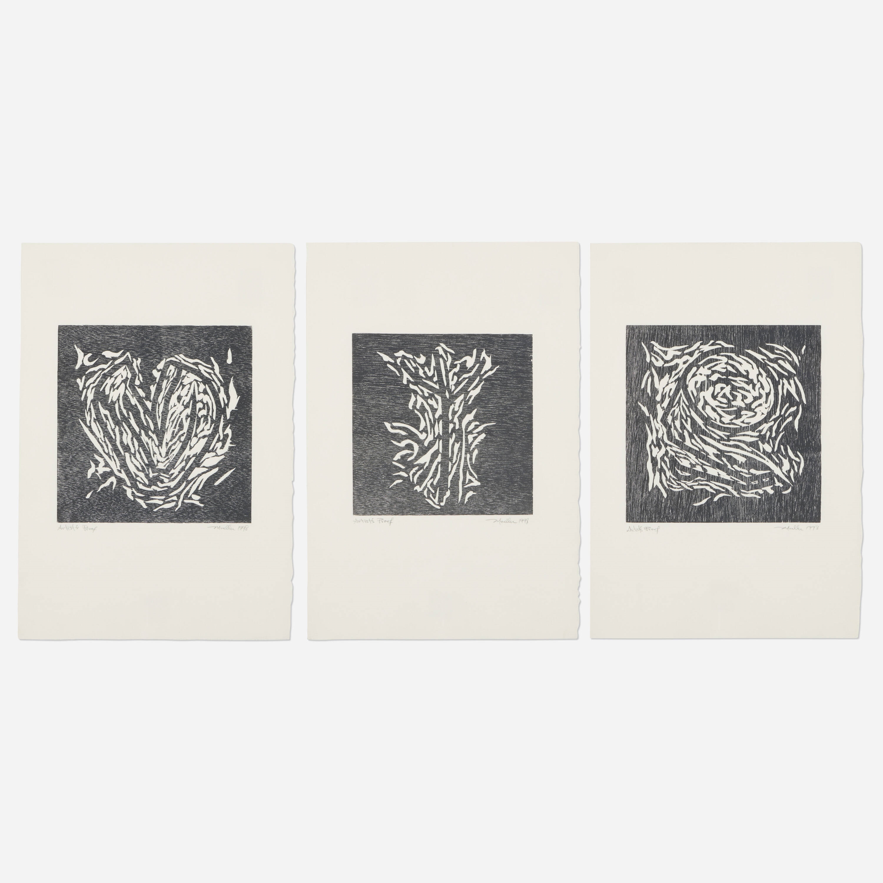 Artwork by Mark Mueller, Untitled (three works), Made of woodcut