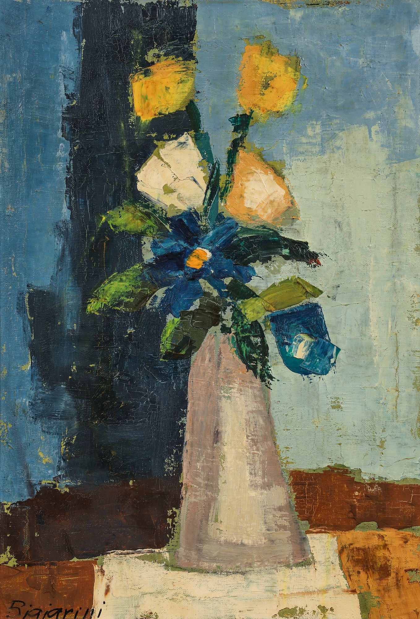 Artwork by Gino Bigiarini, Flower Vase, Made of Oil on Canvas