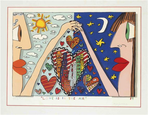 ジェームズリジー　LOVE IS IN THE AIR 版画 263/350 James Rizzi | Love is in the air (1989) | MutualArt