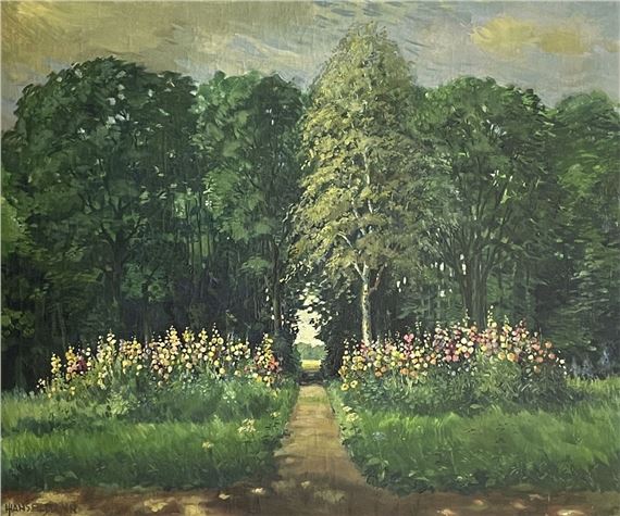 Flowering hollyhocks at the edge of the forest - Jean Hanselmann