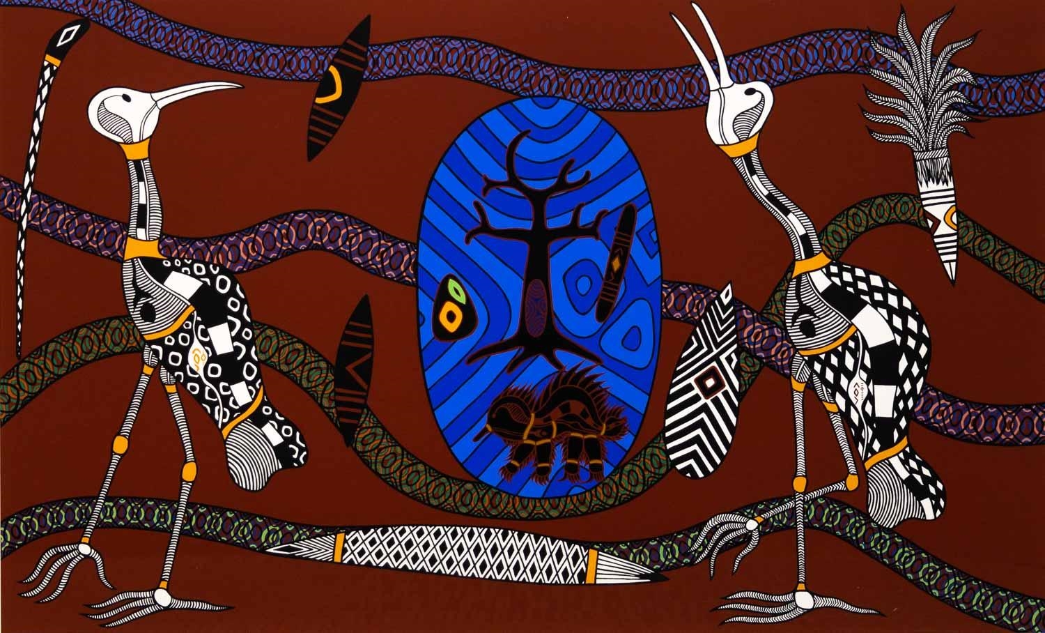 Artwork by Graham Rennie Biggibilla, Brolgas Murratha, Made of silkscreen