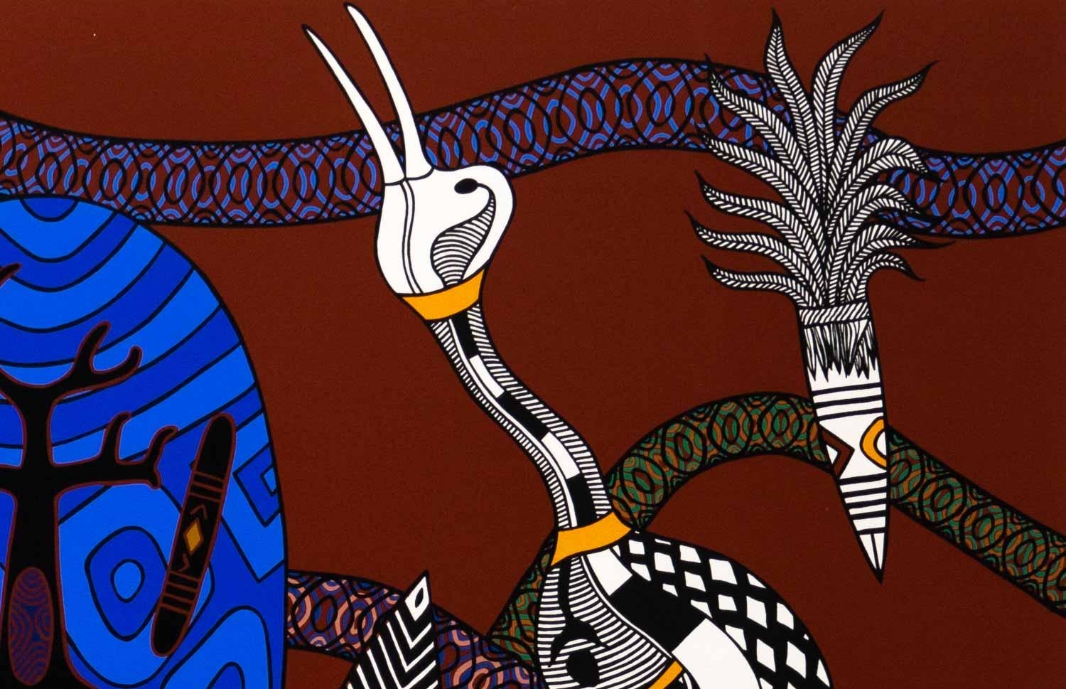 Artwork by Graham Rennie Biggibilla, Brolgas Murratha, Made of silkscreen