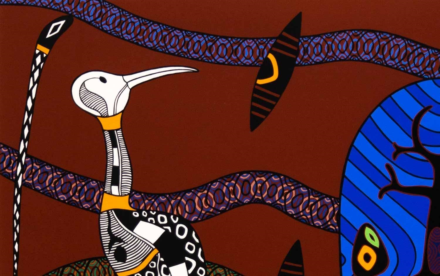 Artwork by Graham Rennie Biggibilla, Brolgas Murratha, Made of silkscreen