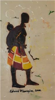 1.) Mother and Child 2.) African Drummer - Edward Muwayire