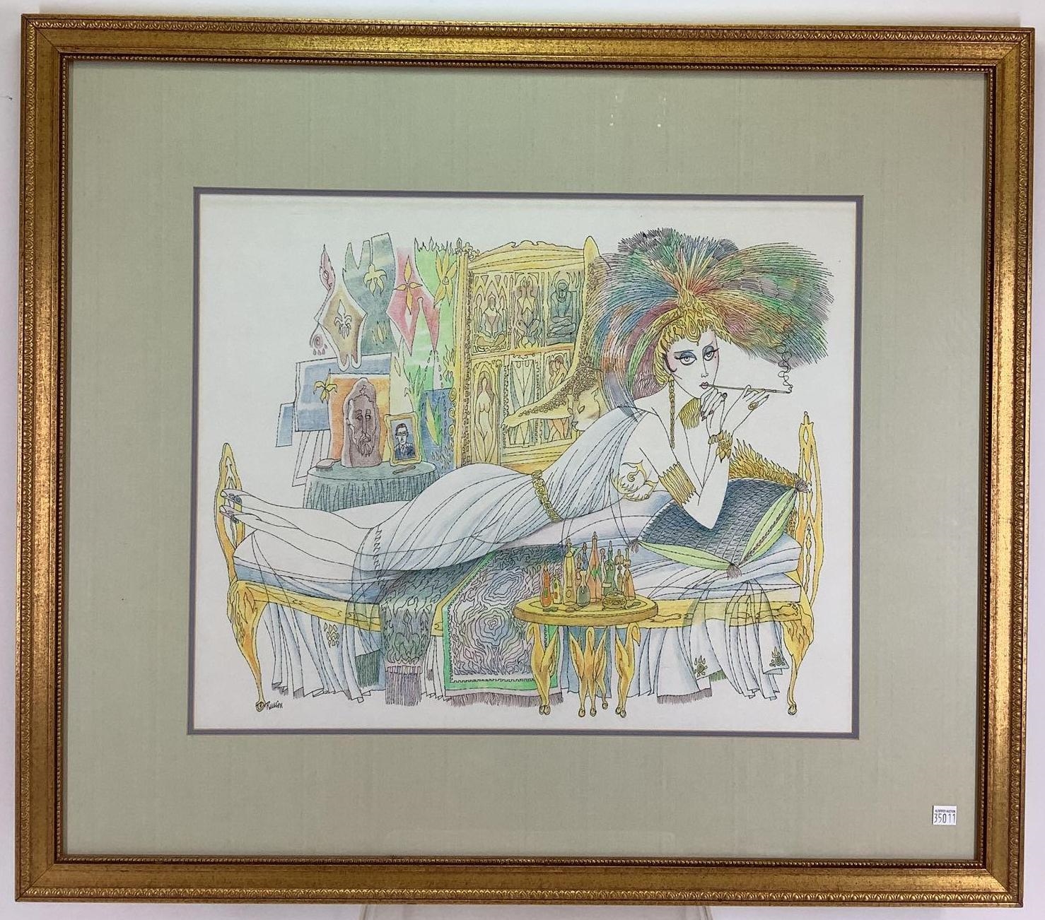 George Russin | portraiture of a reclining woman | MutualArt