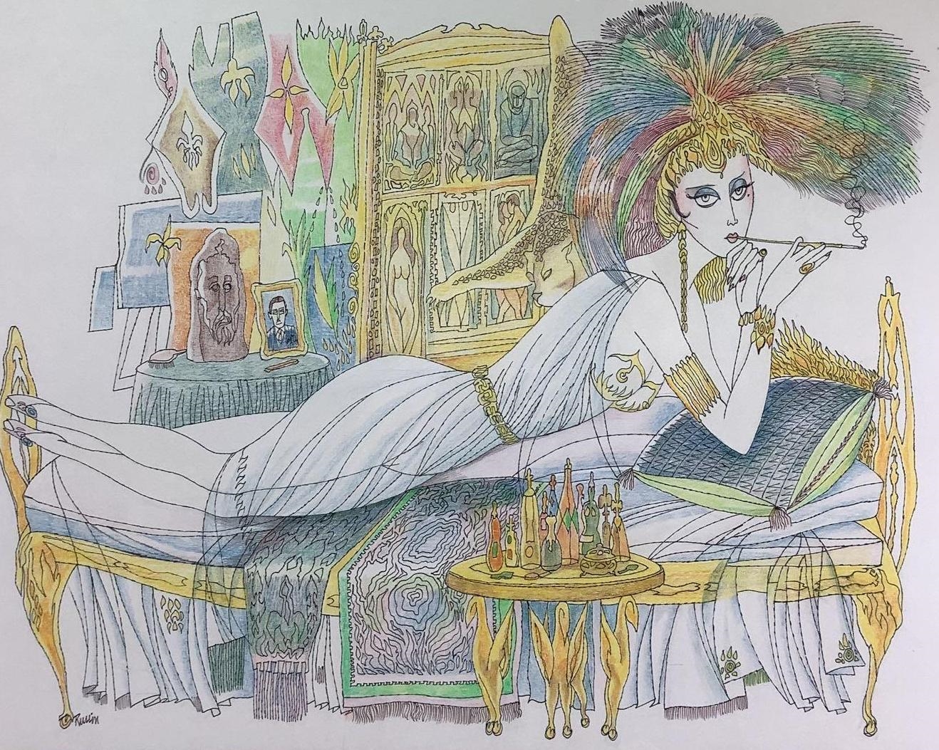 George Russin | portraiture of a reclining woman | MutualArt