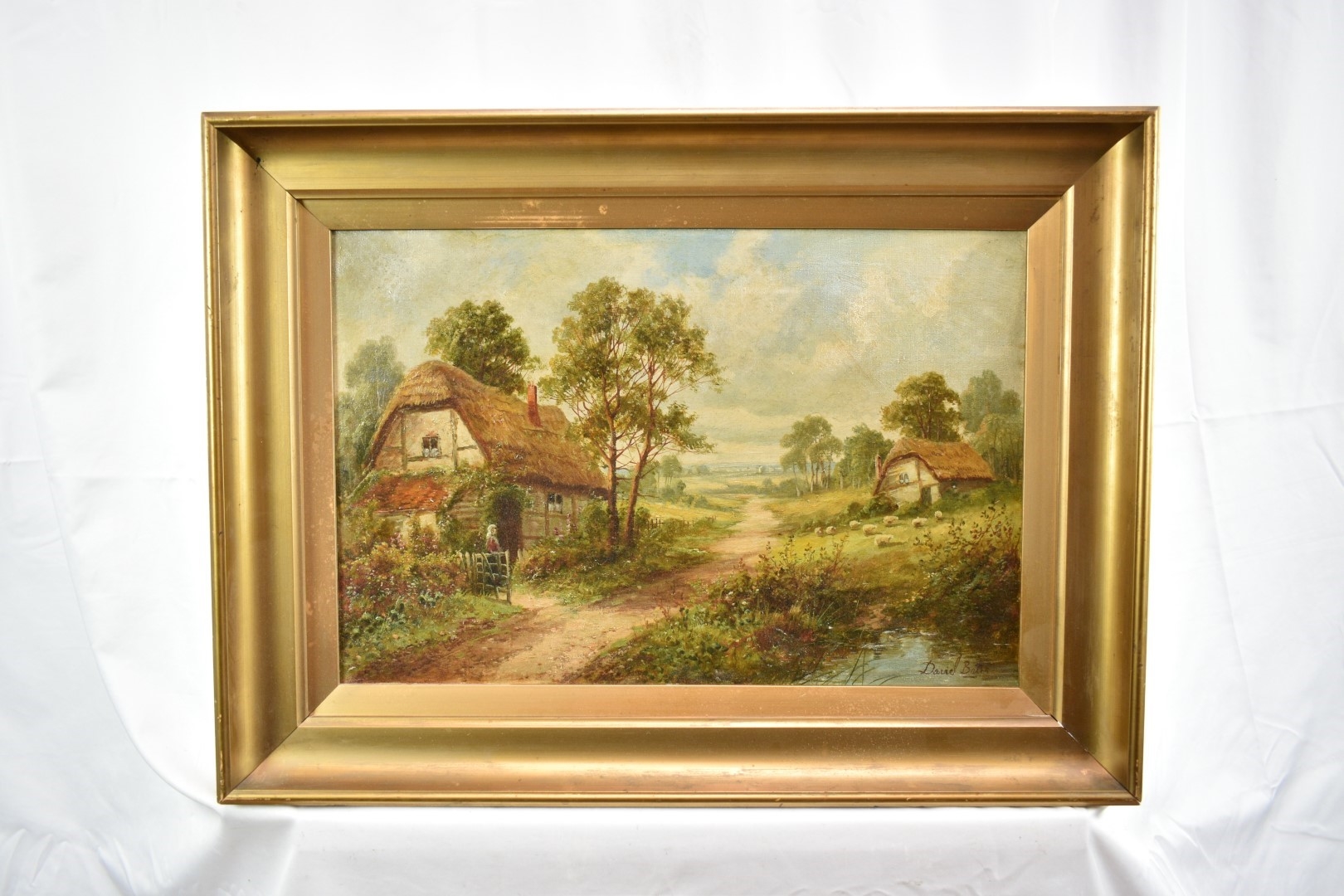 David Bates | Rural Landscape with Thatched Cottages | MutualArt