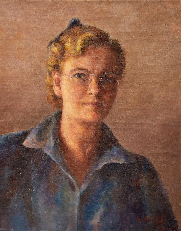 Artwork by Aleen Aked, Self-Portrait, Made of oil on canvas