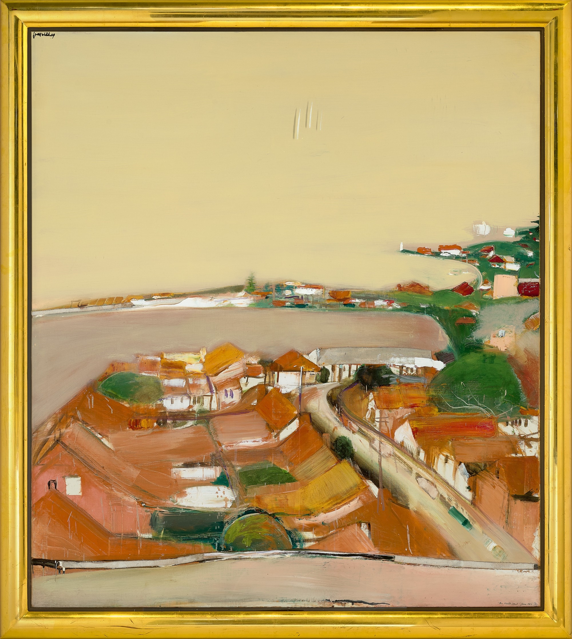 Artwork by Brett Whiteley, SOUTH COAST AFTER THE RAIN, Made of oil and collage on canvas (with white oil on Perspex surface)