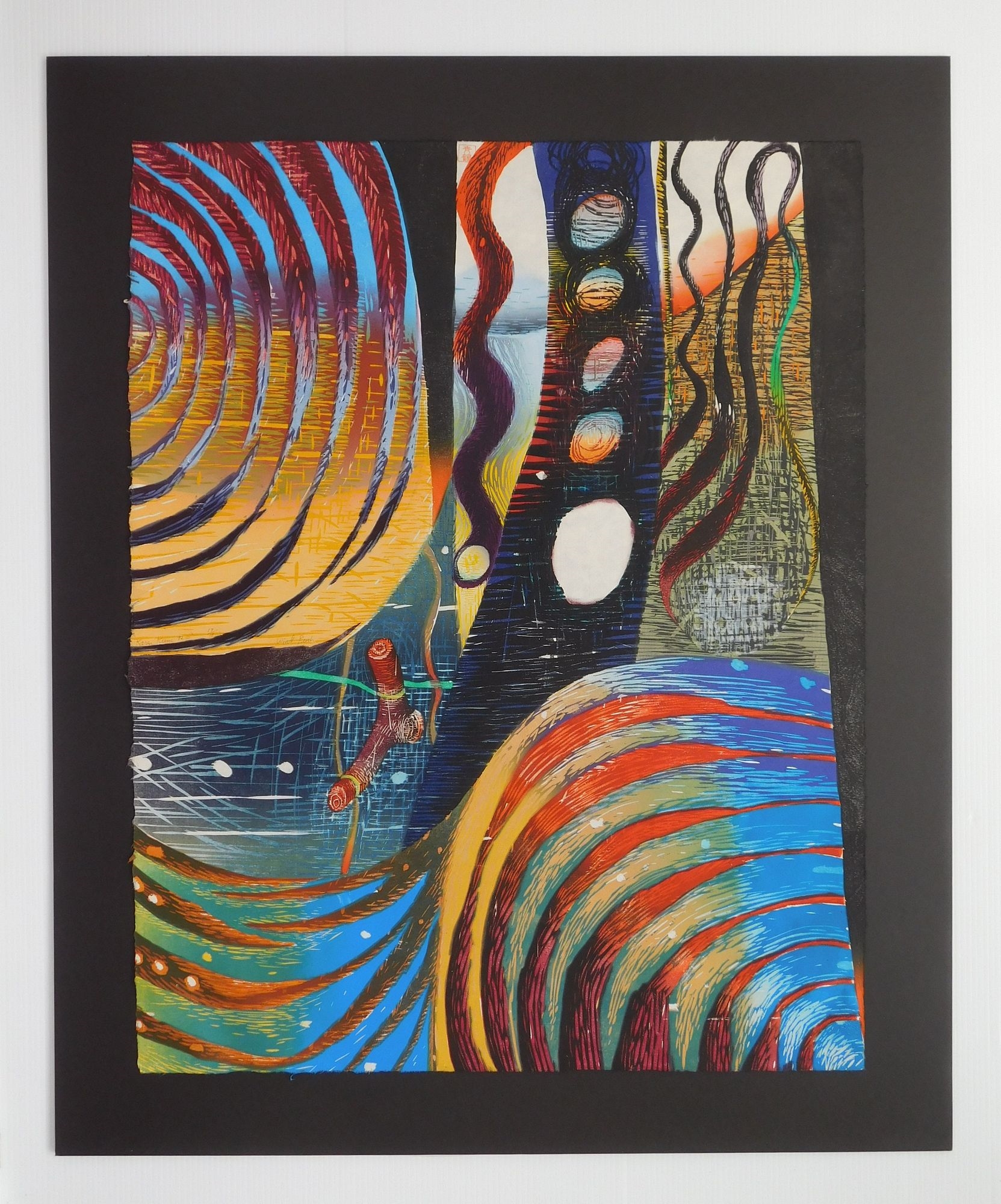 Artwork by Karen Kunc, Wind Rush, Made of woodcut in colors