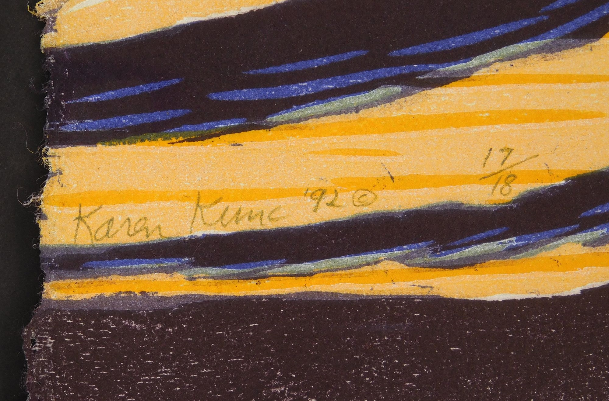 Artwork by Karen Kunc, Wind Rush, Made of woodcut in colors