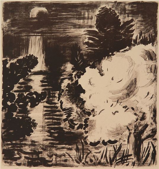 Flowering Tree - Moonlight by Karl Schrag, dated 1990