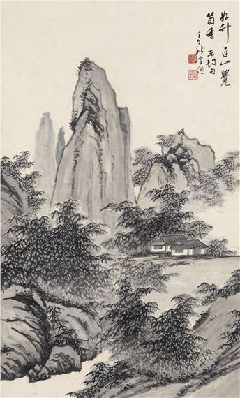 DWELLING IN A BAMBOO GROVE by Zhang Zongxiang, Dated1942