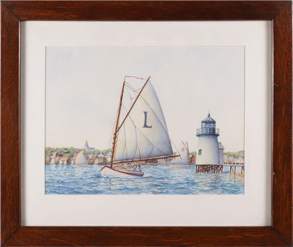 The Lillian Sailing Around Brant Point Nantucket by John Hutchinson