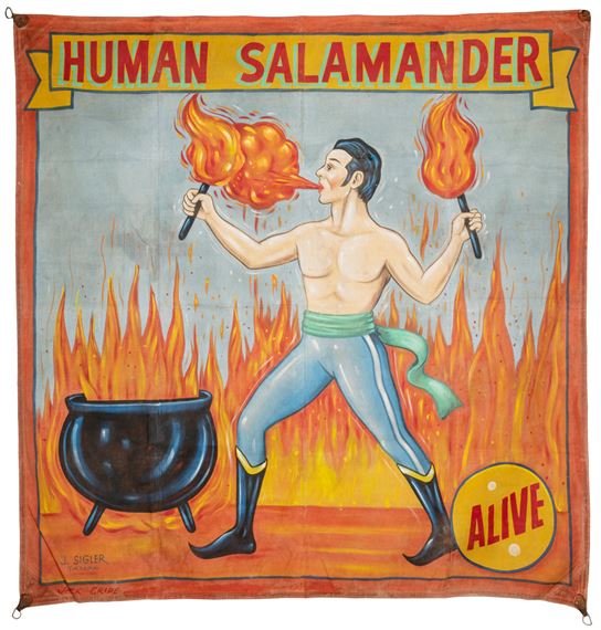 Human Salamander sideshow banner - Jack Cripe