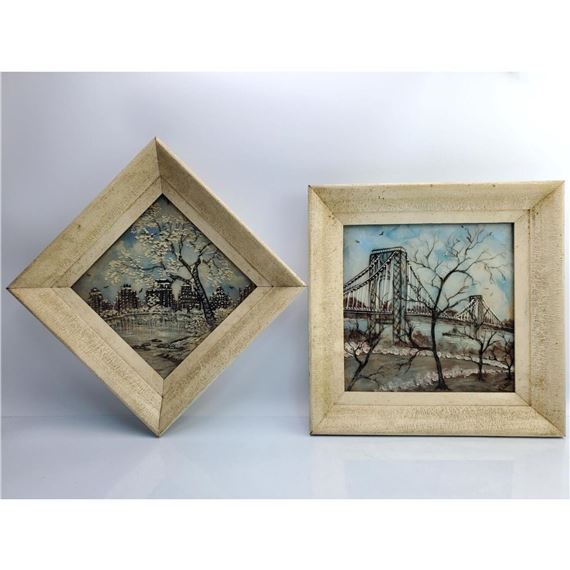 Joseph Lord Lot Of 2 Oil On Glass Paintings MutualArt