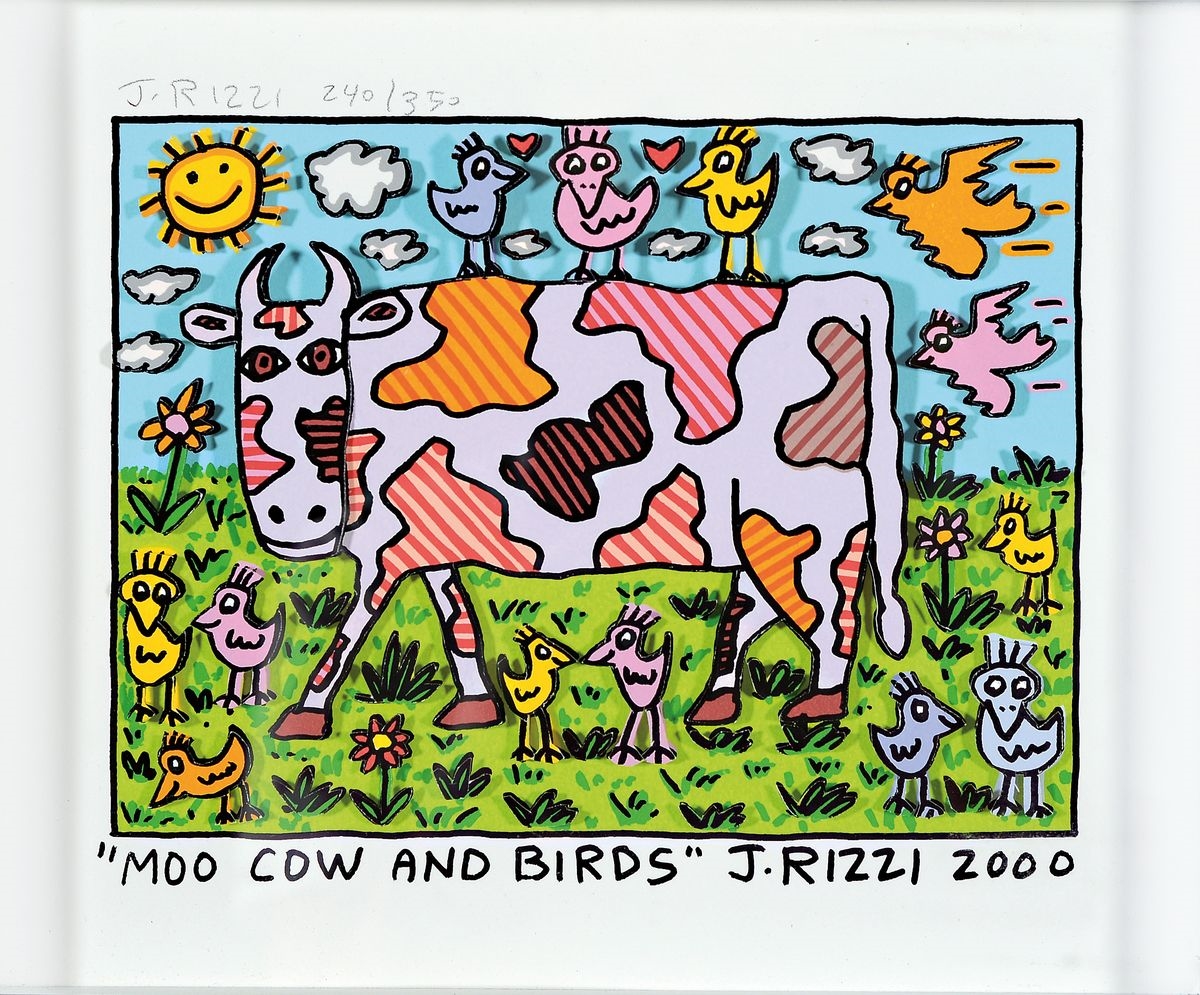 James Rizzi | MOO Cow and Birds (2000) | MutualArt