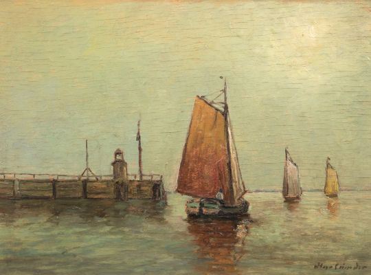 Auslaufende Segelboote by Hans Harländer